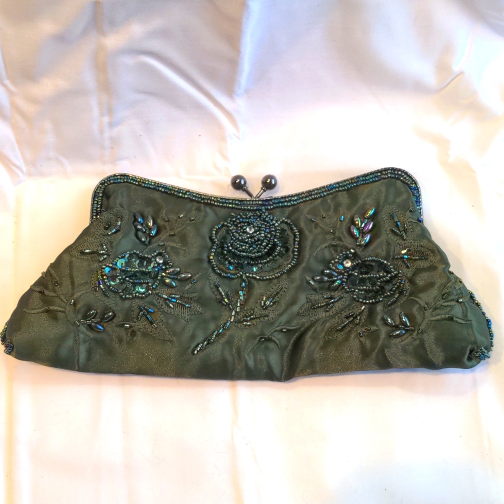 Green Dress Clutch with 2 strap lengths